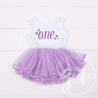 Birthday Dress Purple Starry Script with her AGE White Sleeveless with Purple Tutu - Grace and Lucille